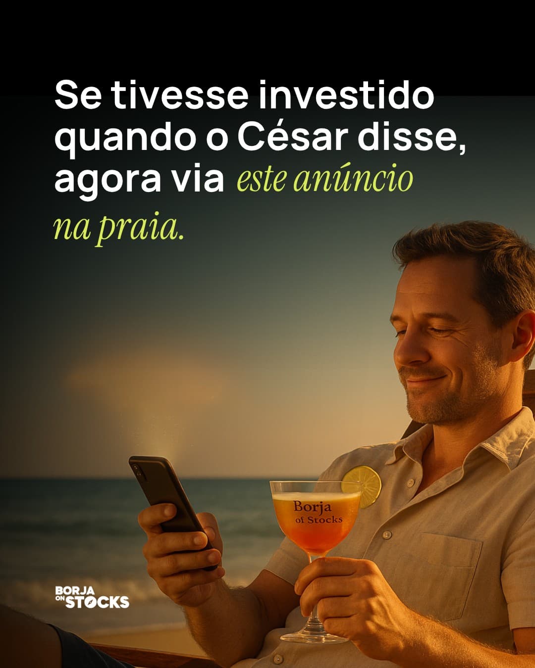 Borja on Stocks ad creative, July 2026