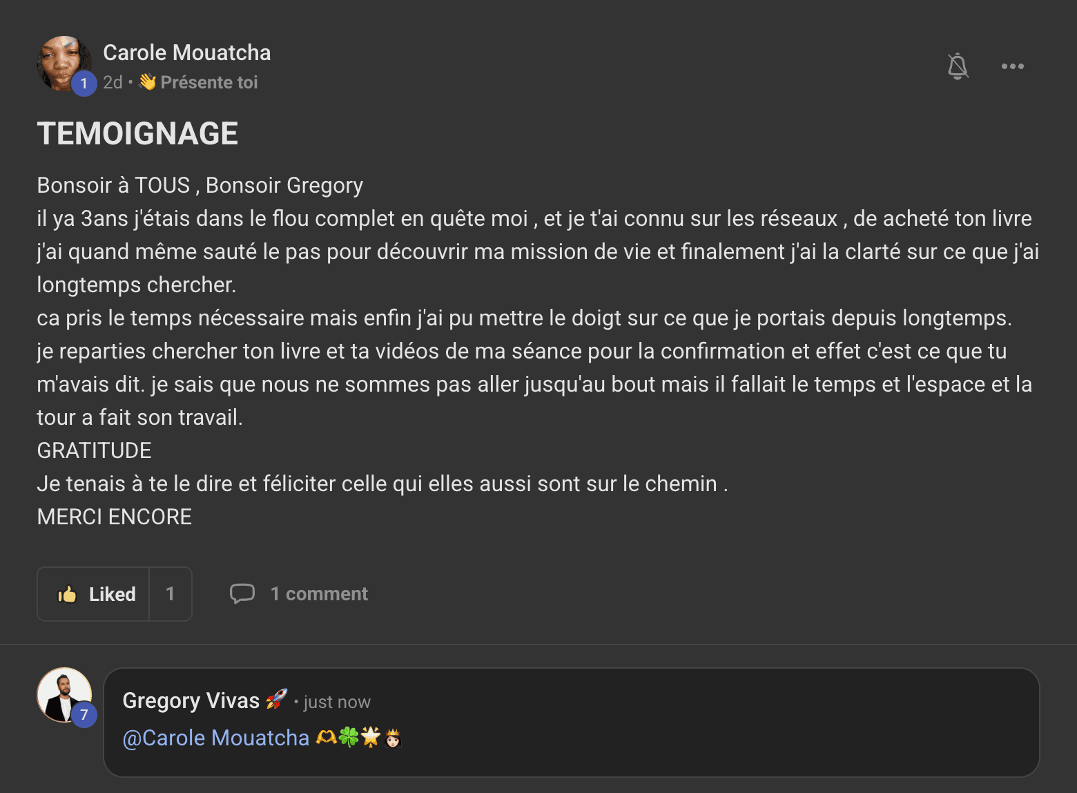 Ad by Grégory Vivas - Incarne ta Vraie Mission de Vie Business