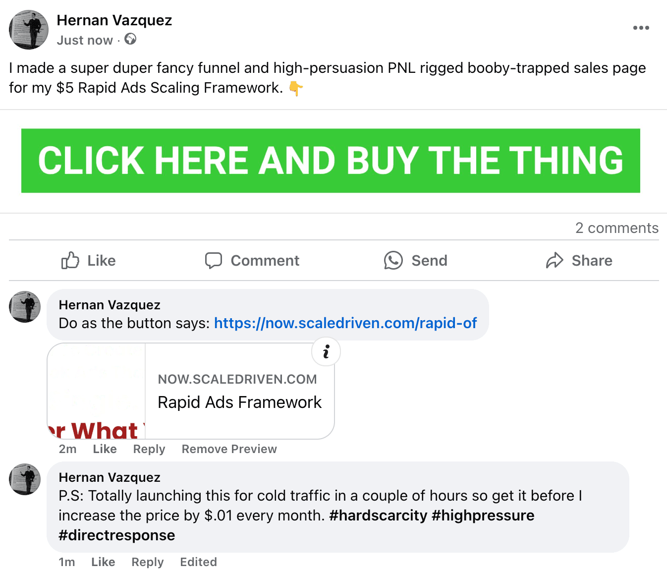 Facebook ad by Hernan Vazquez