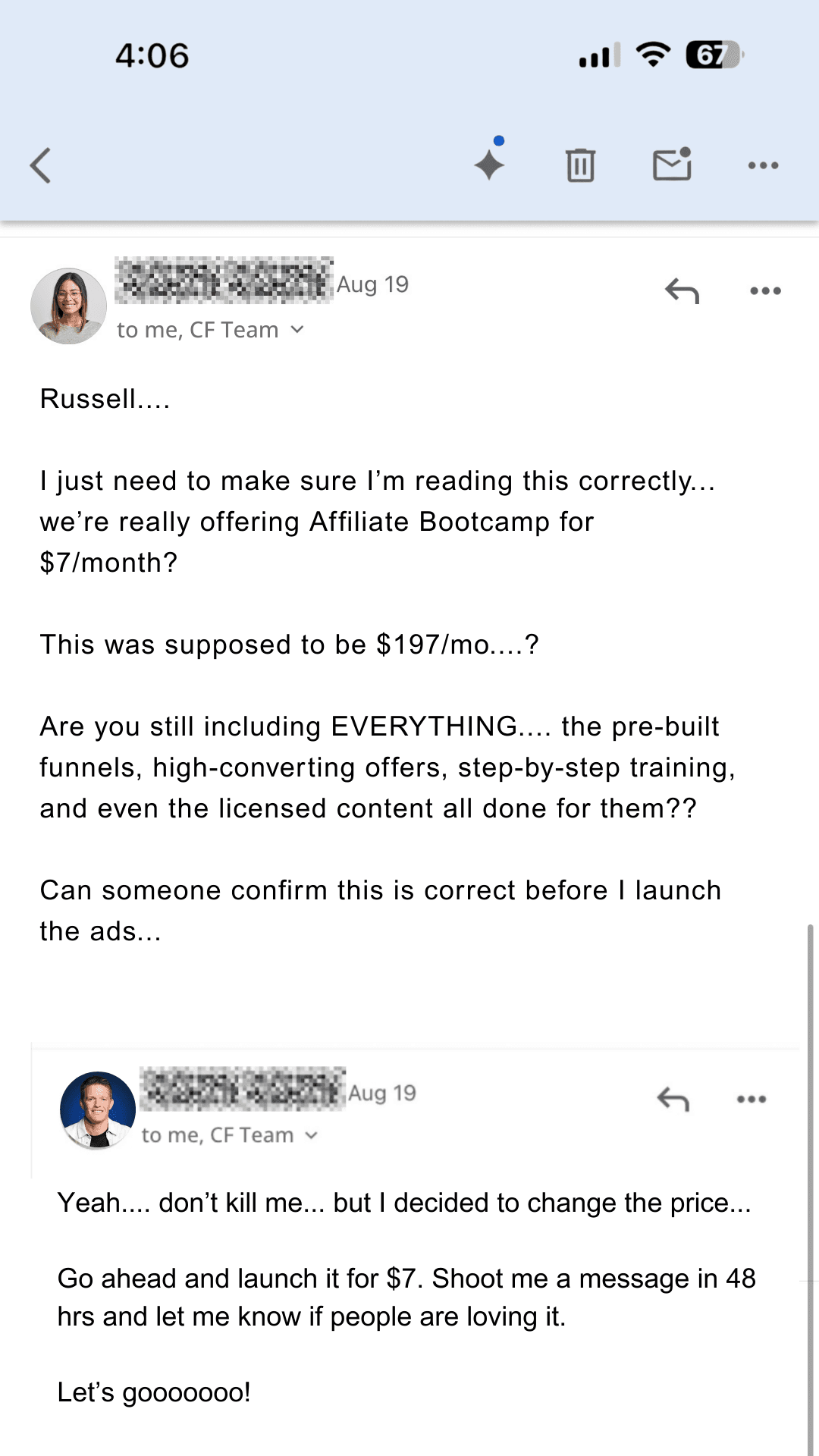 Facebook ad by Russell Brunson