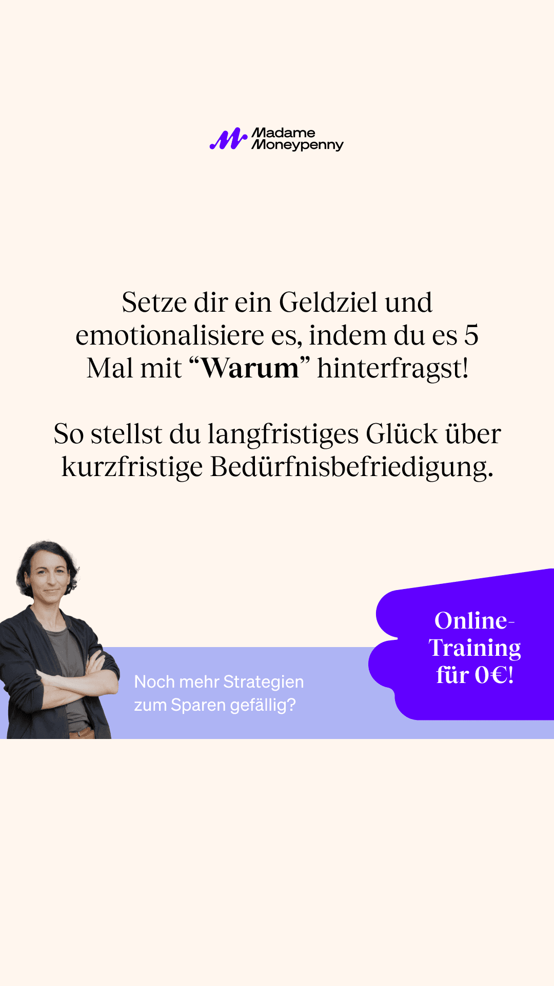 Facebook ad by Madame Moneypenny