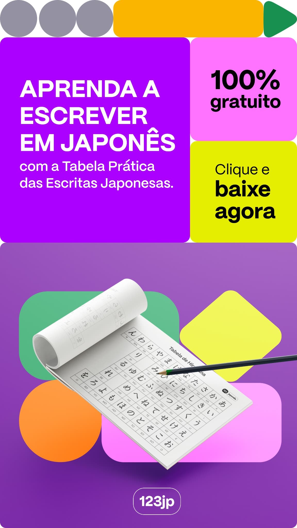123 Japonês ad creative, July 2026