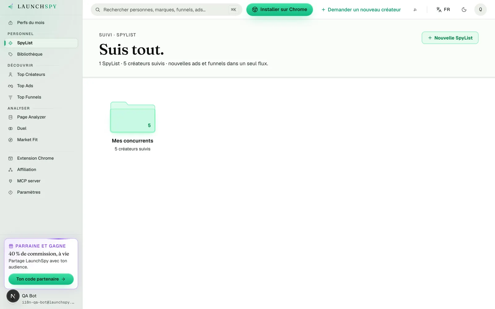 SpyList : les créateurs que tu suis, dans un seul flux