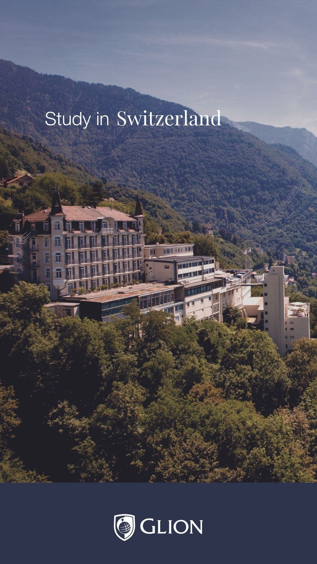 Glion Institute of Higher Education ad creative, July 2026