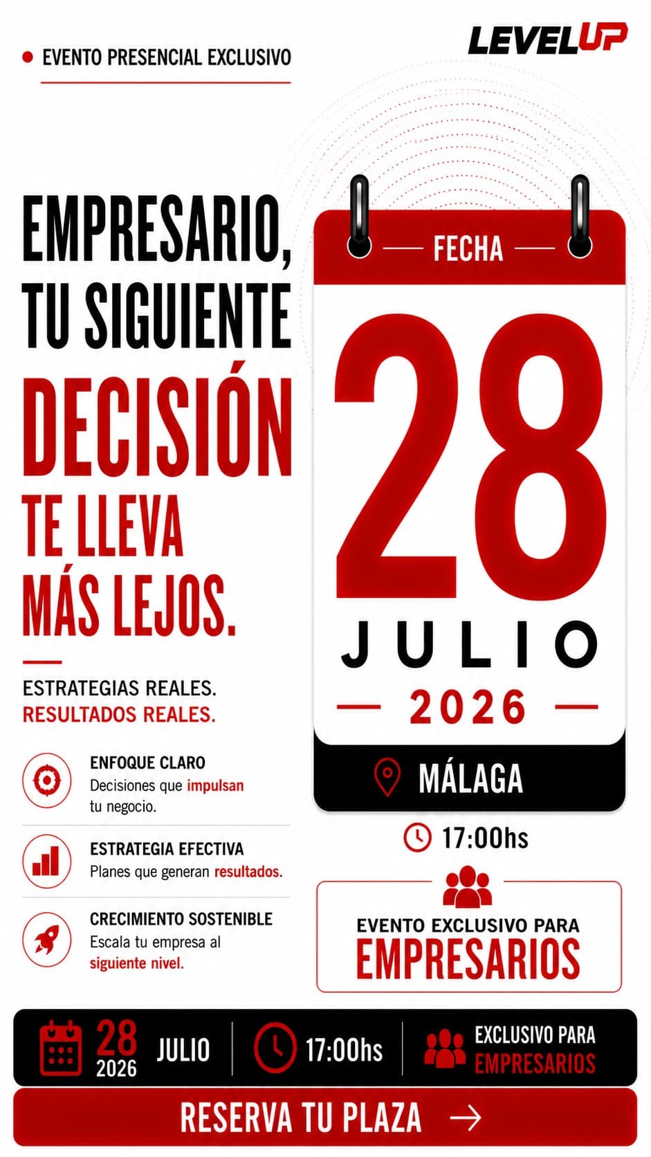 LEVEL UP Business School ad creative, July 2026