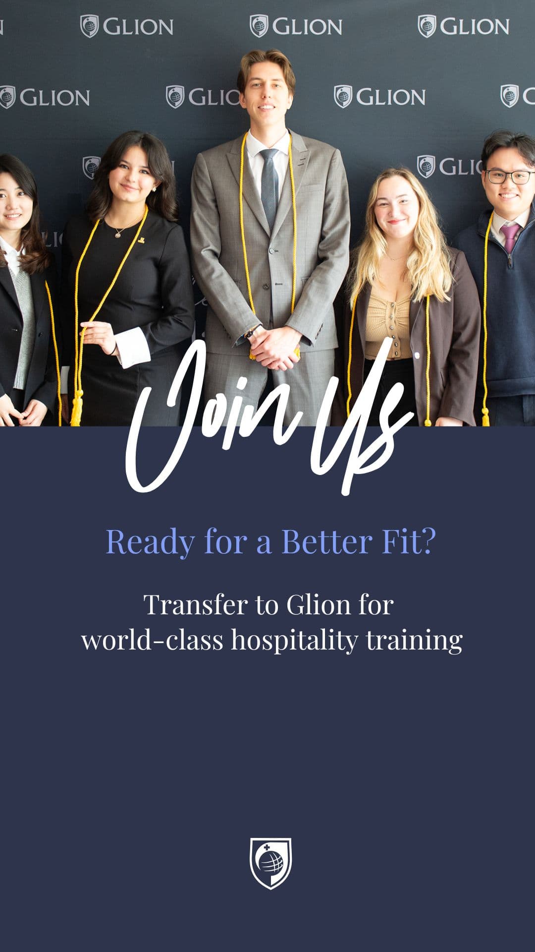 Glion Institute of Higher Education ad creative, July 2026